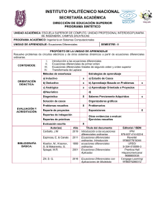 Programa de Ecuaciones Diferenciales - Ingeniería en Sistemas Computacionales IPN