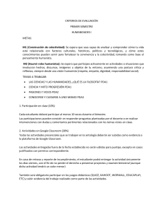 Criterios de Evaluación Humanidades I - Primer Semestre