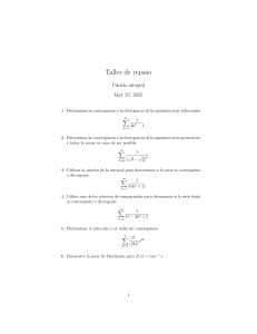 Taller de C&aacute;lculo Integral: Series y Convergencia