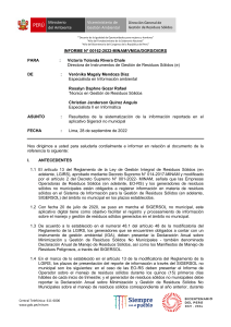 Informe Sigersol: Gesti&oacute;n de Residuos S&oacute;lidos No Municipales en Per&uacute;