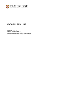 B1 Preliminary Vocabulary List