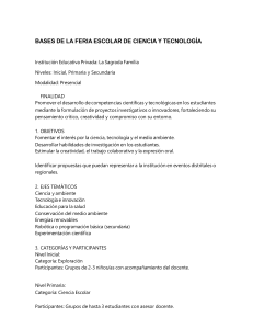 Bases Feria Escolar Ciencia y Tecnolog&iacute;a La Sagrada Familia