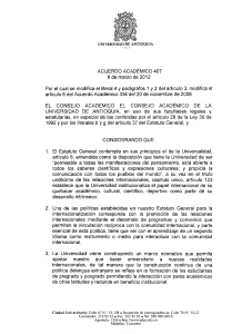 Acuerdo Acad&eacute;mico 407 UdeA: Modificaci&oacute;n Pol&iacute;tica Idiomas 2012