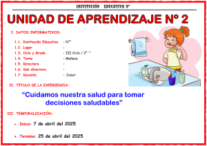 Unidad de Aprendizaje N° 2: Cuidado de la Salud para 2° Grado