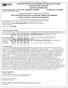 Certificado de Tradici&oacute;n Palmira: Matr&iacute;cula 378-209048 Propiedad