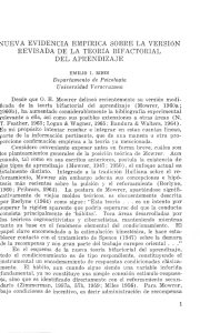 Nueva Evidencia Emp&iacute;rica: Teor&iacute;a Bifactorial del Aprendizaje de Mowrer
