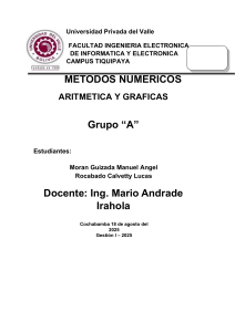 M&eacute;todos Num&eacute;ricos: Aritm&eacute;tica y Gr&aacute;ficas - Tarea Universitaria