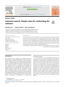 Medical Literature Search: Simple Rules for Confronting the Unknown