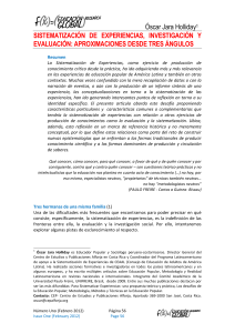 Sistematización de Experiencias, Investigación y Evaluación