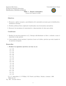 Taller 1: Repaso Matemático para Identificación y Modelado de Sistemas