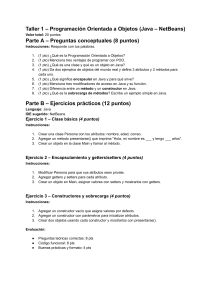 Taller de Programaci&oacute;n Orientada a Objetos (Java): Conceptos y Ejercicios