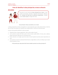 Ficha 10: Identificar Idea Principal en Textos No Literarios