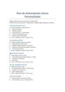 Plan de Alimentaci&oacute;n Diario Personalizado: Ganar Masa Muscular y Reducir Grasa