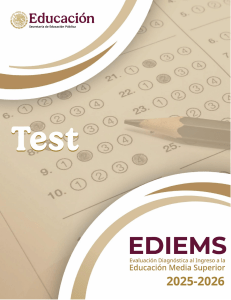 Evaluación Diagnóstica EDIEMS 2025-2026: Ingreso Educación Media Superior