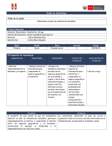 Plan de Alimentación Saludable: Sesión de Aprendizaje Primaria Sexto Grado