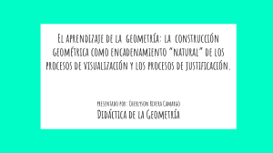 Aprendizaje de Geometría: Visualización, Justificación y Construcción