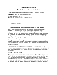 Naturaleza de Organizaciones Sociales y Rol del Hombre