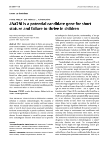 ANKS1B Gene & Short Stature: A Pediatric Endocrinology Letter