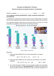 Evaluaci&oacute;n de Matem&aacute;tica: Gesti&oacute;n de Datos y Vacunas COVID-19