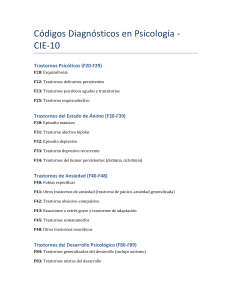 C&oacute;digos Diagn&oacute;sticos CIE-10 en Psicolog&iacute;a: Trastornos Mentales
