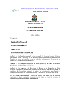 C&oacute;digo de Salud de Honduras: Decreto 65-91 - Ley de Salud P&uacute;blica