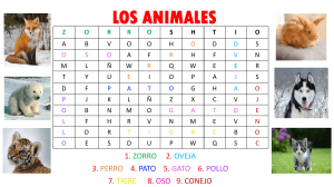 LOS ANIMALES: Wykreślanka - nauka nazw zwierząt po hiszpańsku