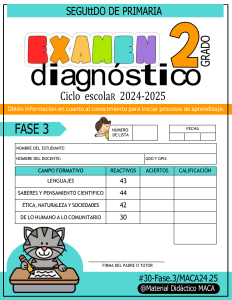 Examen Diagn&oacute;stico Segundo Grado Primaria 2024-2025 | Material MACA