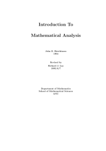 Introduction to Mathematical Analysis - Hutchinson & Loy (ANU)