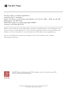 Public Expenditure Theory: Samuelson's Analysis