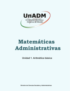 Matem&aacute;ticas Administrativas: Aritm&eacute;tica B&aacute;sica