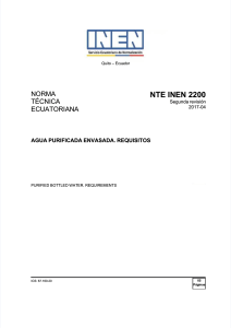NTE INEN 2200: Requisitos para Agua Purificada Envasada