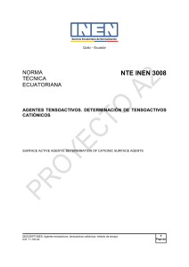 NTE INEN 3008: Determinaci&oacute;n de Tensoactivos Cati&oacute;nicos en Agentes Tensoactivos