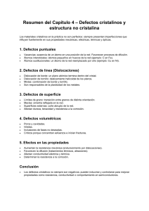 Defectos Cristalinos y Estructura No Cristalina: Resumen de Materiales