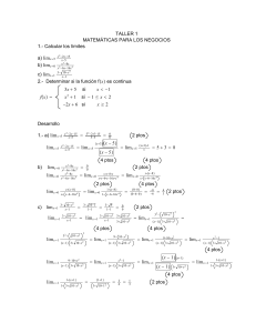 Taller 1: L&iacute;mites y Continuidad en Matem&aacute;ticas para Negocios