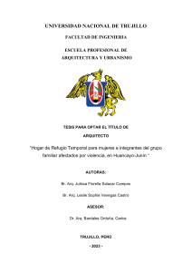 Hogar de Refugio Temporal: Tesis Arquitect&oacute;nica en Huancayo