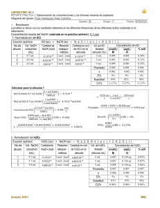 Reporte de Laboratorio: Determinaci&oacute;n de Concentraciones por Titulaci&oacute;n