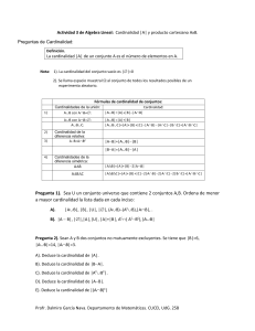 Actividad de &Aacute;lgebra Lineal: Cardinalidad y Producto Cartesiano