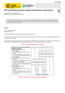 NTP 39: Resistencia al Fuego de Elementos Constructivos (1983)