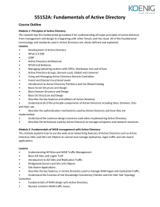 Active Directory Fundamentals Course Outline