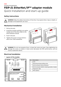 FEIP-21 EtherNet/IP Adapter Module Quick Start Guide
