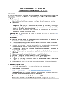 Convocatoria Aplicador de Instrumento de Evaluaci&oacute;n - Per&uacute; 2024