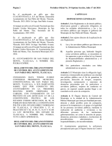 Reglamento &Oacute;rgano Interno Control San Pablo del Monte, Tlaxcala