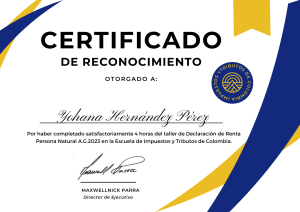 Certificado Taller Declaraci&oacute;n de Renta