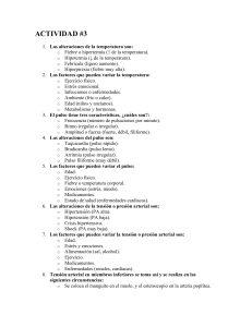 Alteraciones y Factores de Temperatura, Pulso, PA y Respiración