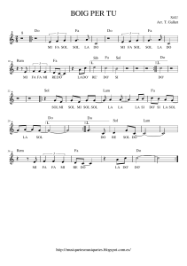 Partitura Boig per Tu - Melod&iacute;a y Acordes