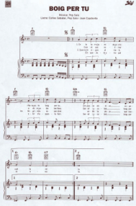 Partitura Boig Per Tu: Letra y Acordes de Pep Sala, Sabater, Capdevila