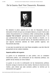 Resumen "De la Guerra" de Clausewitz: Conceptos Clave de Estrategia Militar