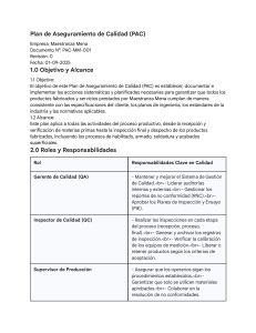 Plan de Aseguramiento de Calidad (PAC) - Maestranza Mena 2025