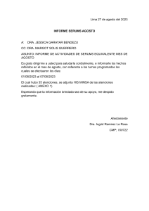 Informe SERUMS Agosto - Dra. Ingrid Ramirez La Rosa