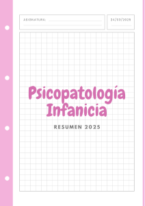 Psicopatolog&iacute;a Infancia: Marco Conceptual y Modelos Diagn&oacute;sticos